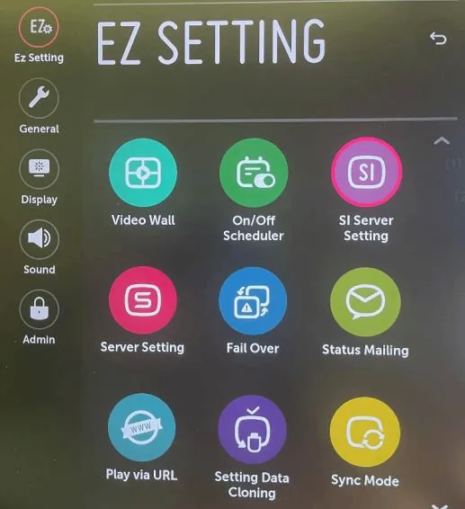 EZ Setting menu showing icons